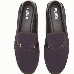 Fendi Dark-blue leather Espadrilles